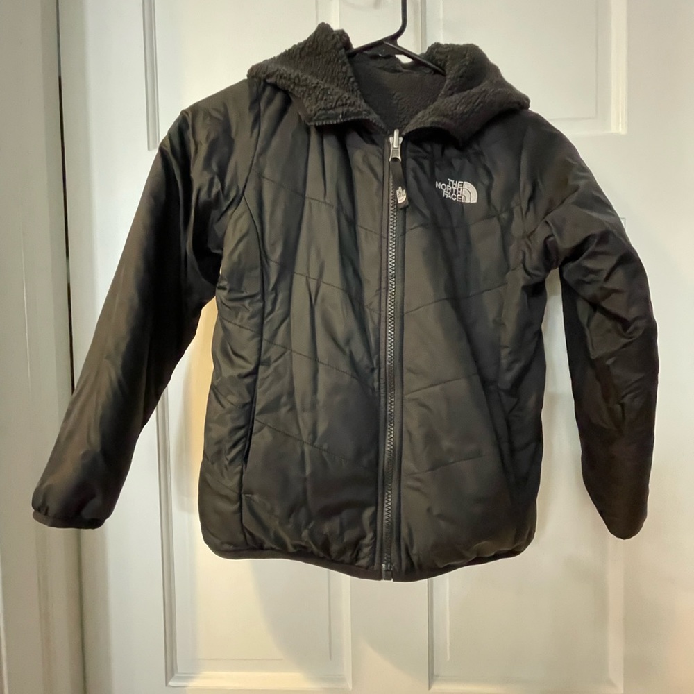 Black Reversible Fleece Hooded Jacket